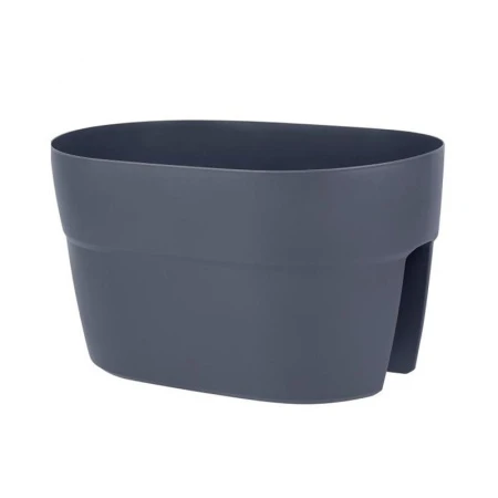 Балконный ящик на перила 12л 40*26*22см пластик Villa de Fiori с фиксаторами вулканический серый