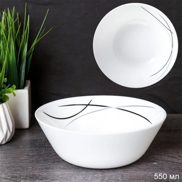 Салатник стеклокерамика  550мл 15,5см Полосы LGW-60 (7267-2) (6/72)