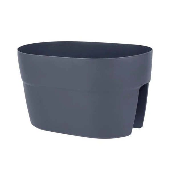 Балконный ящик на перила 12л 40*26*22см пластик Villa de Fiori с фиксаторами вулканический серый