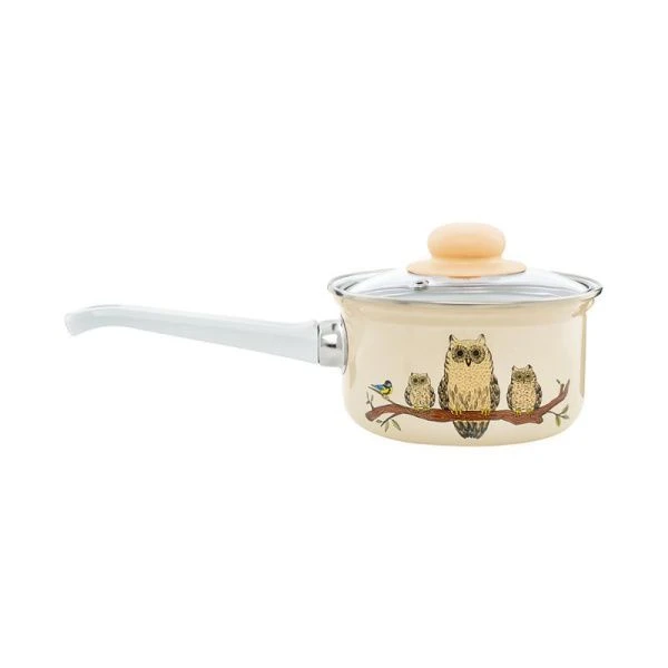 Ковш 1л эмаль СОВЫ с крышкой (6)