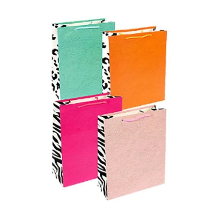 Пакет бумажный 26*32*12см вертикальный Однотонный+леопард микс 118/630 (12/240)