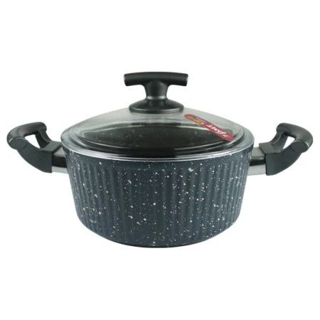 Кастрюля 20см алюминий АП Elsa PMT&EVIZ со стекл.крышкой гранит кроме индукции