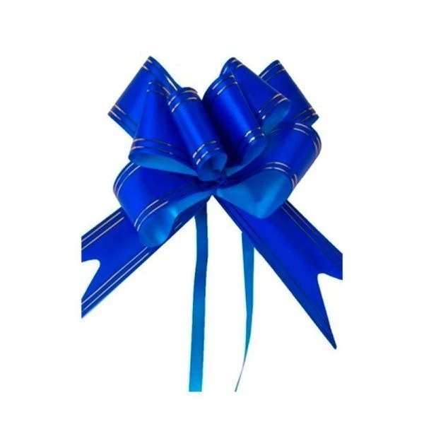 Бант-бабочка 5см синий с золотой полосой (100)