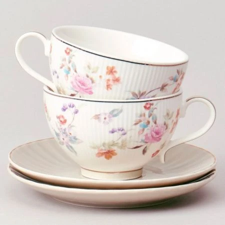 Чайный набор 4пр фарфор ВРЕМЕНА ГОДА на 2 персоны 250мл серый (12)