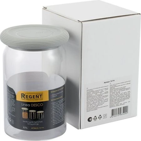 Банка для сыпучих продуктов 700мл стекло Desco с силикон.крышкой 74-714 (24)