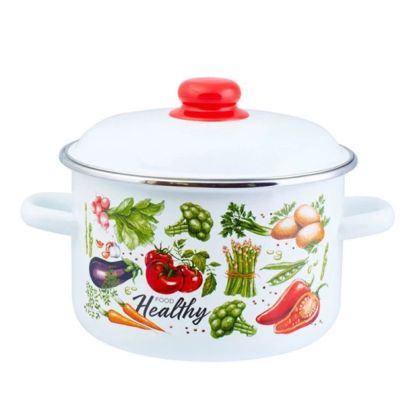 Кастрюля 5,5л эмаль ОВОЩИ цилиндрическая ТМ Appetite 1RD221М (4)