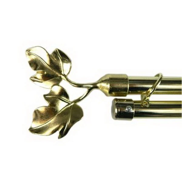 Карниз для штор двойной металл 0,75-1,2м  Листочки, d2см золото JC-1512 (12)