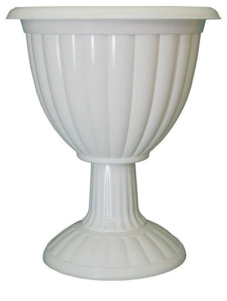Вазон 18л 420*420*500мм пластик ЖАСМИН белый на высокой ножке (5)