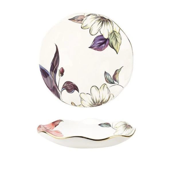 Тарелка мелкая 18*2,5см фарфор отводка золотом ОЛЕАНДР (24)