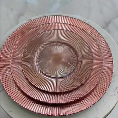 Тарелка мелкая 21см стекло розовый десертная (24)