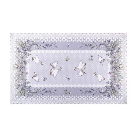 Полотенце 70*40 ГУСИ. ЦВЕТЫ хлопок/твил серое (1)