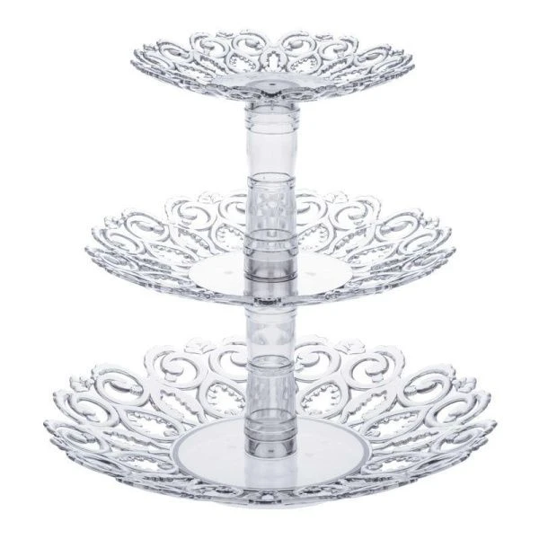 Этажерка сервировочная 3 яруса 26,5*24,5см пластик МЕЛОДИЯ прозрачная (15)