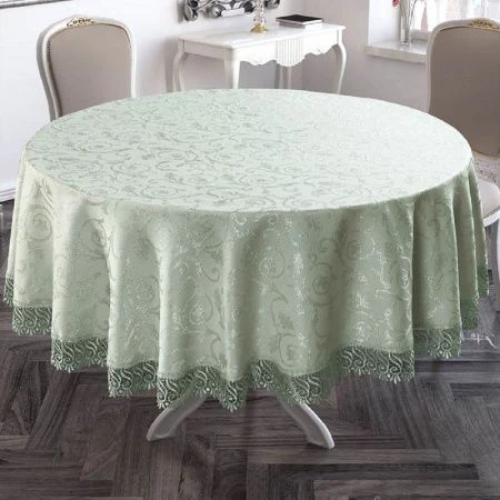 Скатерть 160см гипюр круглая Karna KDK (Ментол)