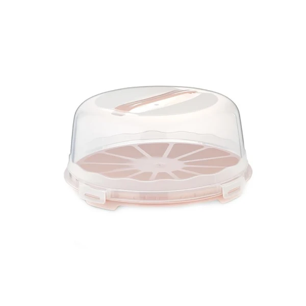 Подставка для торта с защелками 30*13см пластик ДУНЯ пепельно-розовый (12)