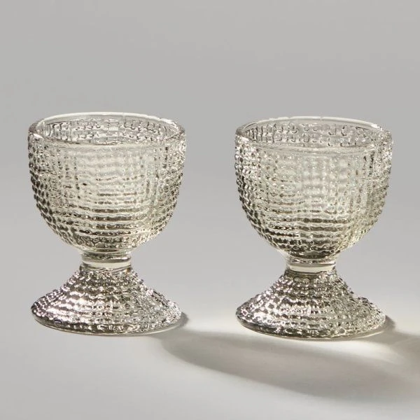 Набор подставок под яйцо 2шт 5,5*6см стекло Tempo grey (36)