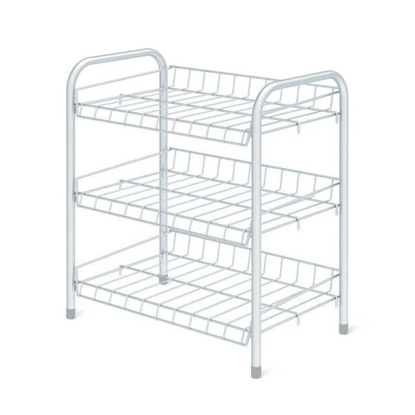 Полка для обуви 3 секции 460*280*520мм металл белая матовая ЭТ4 (1)