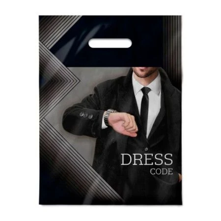 Пакет с вырубной ручкой 30*40см полиэтилен Дресс-код (50/1000)