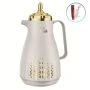 Термос-чайник 1000мл пластик со стекл.колбой, белый/золото R-36-100 (12)