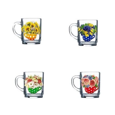Кружка 200мл стекло Greеn tea ЦВЕТОЧНАЯ ЧАША (20)