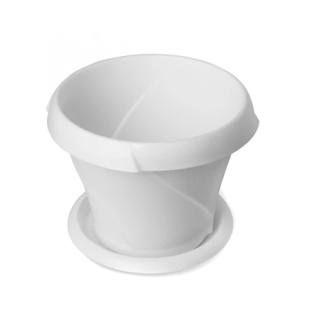 Кашпо 5,4л d270мм пластик ФЛОРИАНА с поддоном белое С387БEЛ (8)