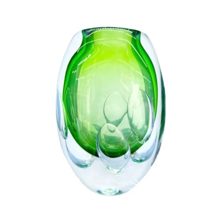 Ваза для цветов 22,5*14,5*8,5см стекло БАБЛ зеленая тяжелая JZ-1523/JC-15938 (6)
