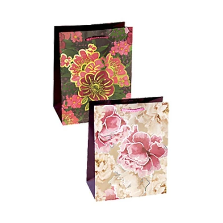Пакет бумажный 18*23*10см вертикальный Цветочный микс 12/F108 (12/144)
