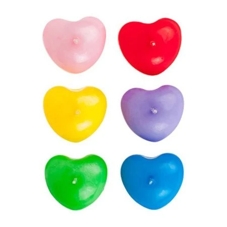 яяяНабор свечей плавающих парафин 6шт. Сердечко микс (12)