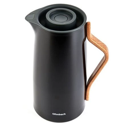 Термос-кувшин 1л пластик стекл.колба черный арт.101328 (12)