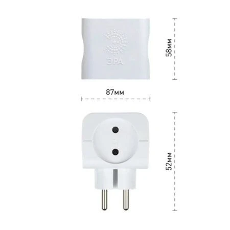 Разветвитель на 4 розетки пластик без заземления 16А белый  SP-4-W ЭРА (10)