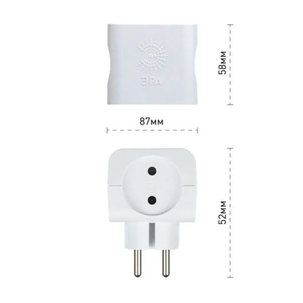 Разветвитель на 4 розетки пластик без заземления 16А белый  SP-4-W ЭРА (10)