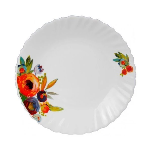 Тарелка мелкая 15см стеклокерамика Бутоны плоская круглая (6/96)