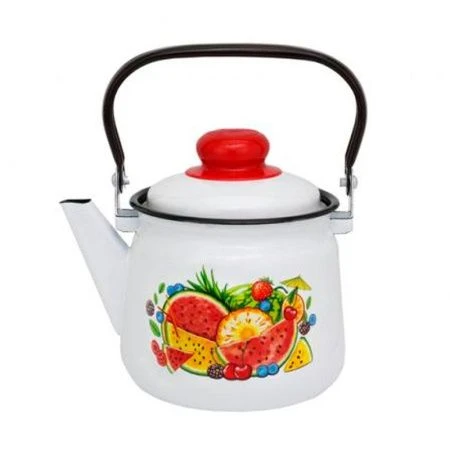 Чайник 1,5л эмаль АРБУЗ белый с рис. 01-2708/4 (8)