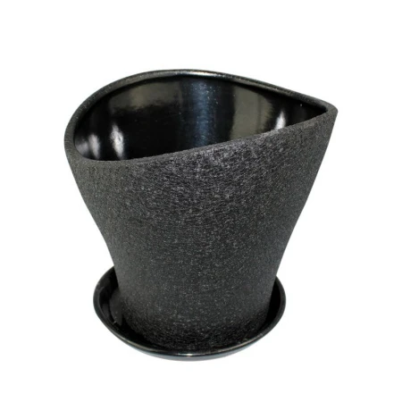 яяяГоршок цветочный керамика Волна 3,6л  шелк черный