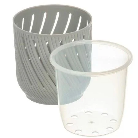 Кашпо для орхидей 1,3л пластик Fleurs серый жемчуг (18)