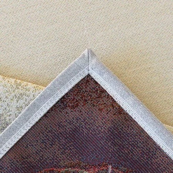 Скатерть новогодняя 140*240см гобелен МОРОЗКО бежевый фон серебряный люрекс