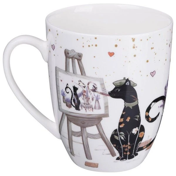 Кружка 430мл фарфор ЛАВАНДОВЫЕ КОТЫ (24)