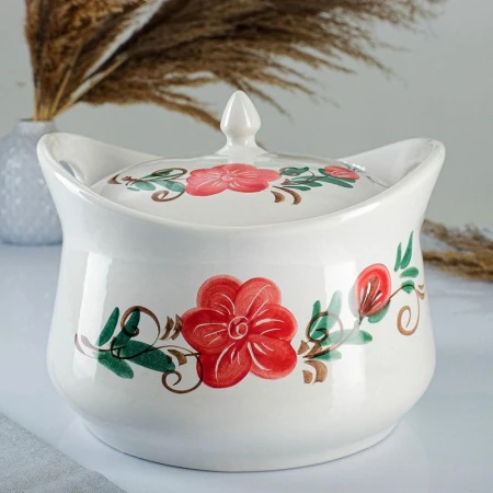 Супница 3л фарфор с прорезными  ручками МИКС