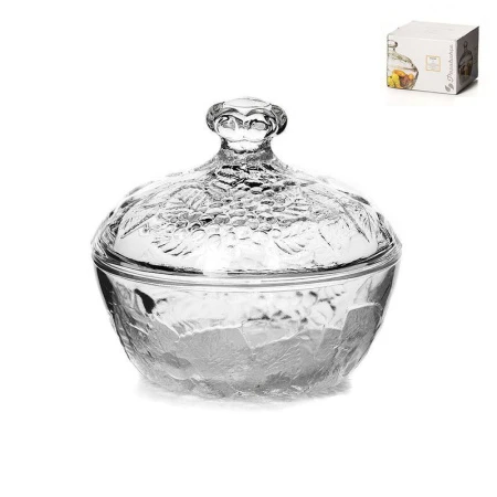 Сахарница 400мл 13см стекло ПИКНИК с крышкой (12)