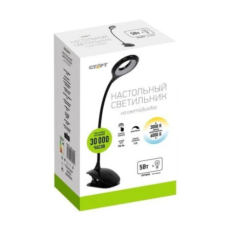 Лампа настольная светодиодная пластик СТАРТ СТ204 черная 5Вт, диммер, USB, 3 уровня яркости (12)