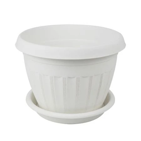 Кашпо 1,4л пластик АФРОДИТА №2 белый с поддоном (60)