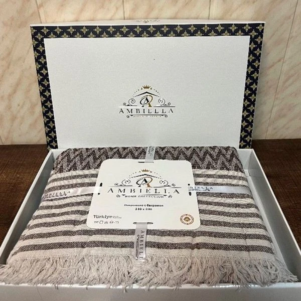 Покрывало жаккард 210*230 (+/- 5см) FAMILY в коробке, коричневый