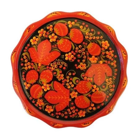 Тарелка 25,5*0,5см дерево с хохломской росписью Фруктовая (1)