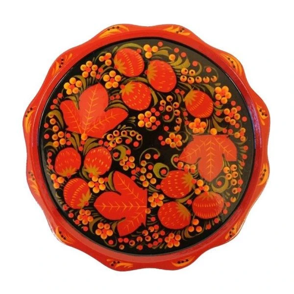 Тарелка 25,5*0,5см дерево с хохломской росписью Фруктовая (1)