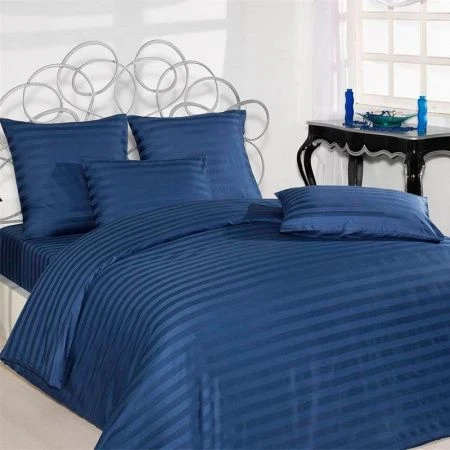 КПБ 1,5сп страйп-сатин (100% полиэстер) № 11 синий