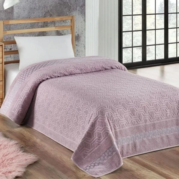 Простыня махровая 160*220 жаккард METEOR AZOR баклажан A231 в коробке