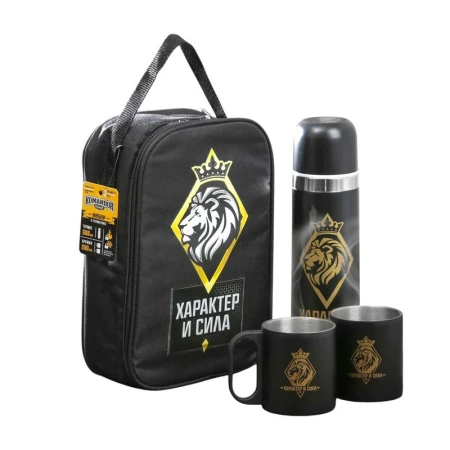 Набор туристический 2пр (термос 500мл, кружка 2шт) нерж.сталь Характер и сила (30)