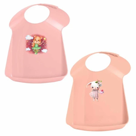 Нагрудник детский 340*240*65мм пластик розовый/светло-розовый (20)