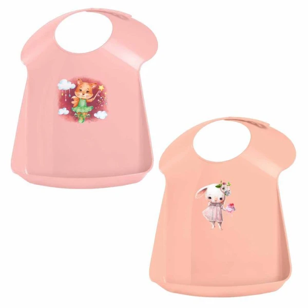 Нагрудник детский 340*240*65мм пластик розовый/светло-розовый (20)