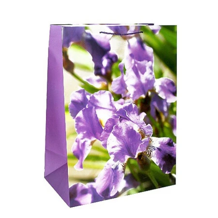 Пакет бумажный 40*55*24см вертикальный матовый Ирисы 26-028 (12/144)