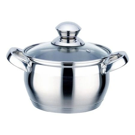 Кастрюля 5,9л нерж.сталь ПРАКТИЧНАЯ стекл.крышка индукция П-2459 (4)